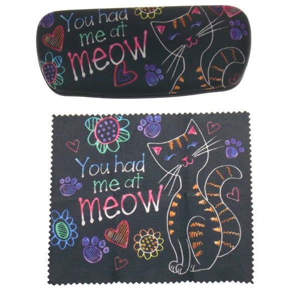 You Had Me At Meow Eyeglass Hard Case Lens Cloth Licensed Eye Sun Glasses Padded - Picture 1 of 5